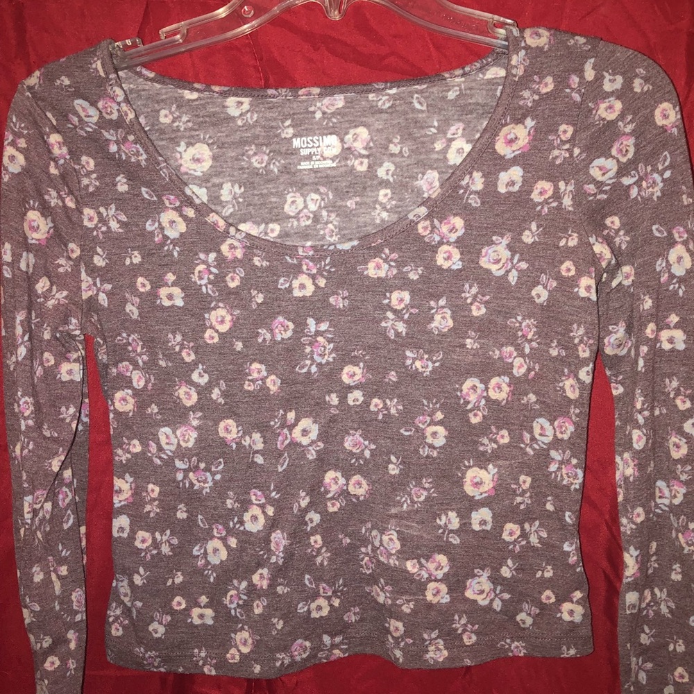 Plum Floral Cropped Long Sleeve